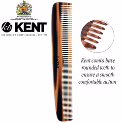 Kent 9T Double Tooth Dressing Table Comb  Tortoise Fine and Wide Tooth Coarse/Fine Dresser Comb for Hair  Beard  Mustache Styling  Grooming - For Men