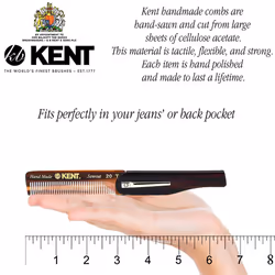 Kent 20T Handmade Folding Pocket Comb for Men  Fine Tooth Hair Comb Straightener for Everyday Grooming Styling Hair  Beard or Mustache  Use Dry or wit