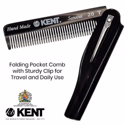 Kent 20T Handmade Folding Pocket Comb for Men  Fine Tooth Hair Comb Straightener for Everyday Grooming Styling Hair  Beard or Mustache  Use Dry or wit