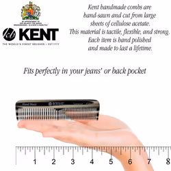 KENT Pocket Comb  Fine and Wide Tooth Dresser Comb for Hair  Beard and Mustache  Coarse and Fine Hair Grooming Comb for Men  Women and Kids. Saw Cut H