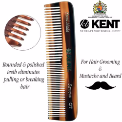 KENT Pocket Comb  Fine and Wide Tooth Dresser Comb for Hair  Beard and Mustache  Coarse and Fine Hair Grooming Comb for Men  Women and Kids. Saw Cut H