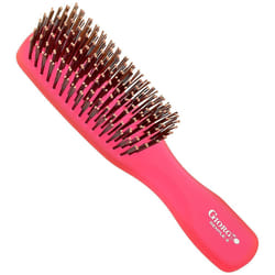 Giorgio GION 2R Neon Raspberry Red Gentle Touch Detangler Hair Brush for Men Women & Kids. Soft Bristles for Sensitive Scalp. Wet and Dry for all Hair