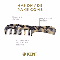 Kent 10T TW Large Handmade Wide Tooth Detangler Rake Comb - Smooth and Comfortable for Curly  Wet and Dry Thick Hair