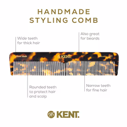 Kent 16T Fine and Wide Tooth Comb - Beard  Hair  Mustache  Detangling Comb for Men and Women