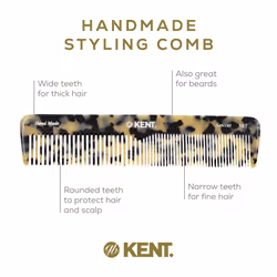 Kent Fine and Wide Tooth Comb Set - 16T Fine Tooth Beard  Hair  Mustache  Detangling Comb for Men and Women