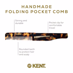 Kent 20T TY Handmade Folding Pocket Comb for Men  Fine Tooth Hair Comb Straightener for Everyday Grooming Styling Hair  Beard or Mustache  Use Dry or