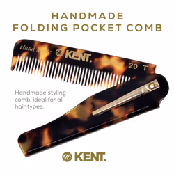 Kent 20T TY Handmade Folding Pocket Comb for Men  Fine Tooth Hair Comb Straightener for Everyday Grooming Styling Hair  Beard or Mustache  Use Dry or