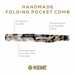 Kent 20T TW Handmade Folding Pocket Comb for Men  Fine Tooth Hair Comb Straightener for Everyday Grooming Styling Hair  Beard or Mustache  Use Dry or