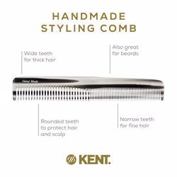Kent 6TG Fine Tooth Comb and Wide Tooth Hair Comb  Handmade Styling Comb for Hair Care  Barber Combs  Beard Combs For Men  Hair Styling Grooming Hair