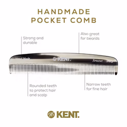 Kent 7T G All Fine Tooth Pocket Comb - Handmade Grooming Comb for Styling  Travel  Mustache and Beard Care - Saw Cut and Hand Polished