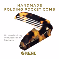 Kent 87T TY Handmade Folding Pocket Comb for Men  Fine Tooth Hair Comb Straightener for Everyday Grooming Styling Hair  Beard or Mustache  Use Dry or