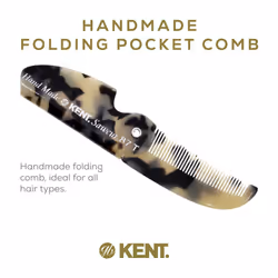 Kent 87T TW Handmade Folding Pocket Comb for Men  Fine Tooth Hair Comb Straightener for Everyday Grooming Styling Hair  Beard or Mustache  Use Dry or