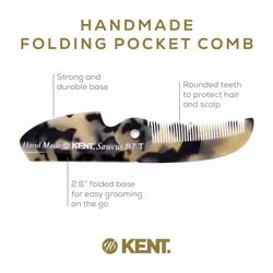 Kent 87T TW Handmade Folding Pocket Comb for Men  Fine Tooth Hair Comb Straightener for Everyday Grooming Styling Hair  Beard or Mustache  Use Dry or