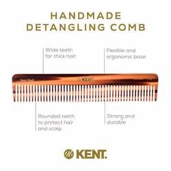 Kent 92T Wide Tooth Detangler Comb - Curly Hair & All Types  Men's & Women's Wet Comb  Styling & Detangling