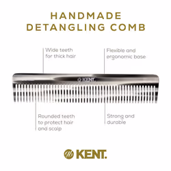 Kent 92TG Wide Tooth Detangler Comb for Curly Hair - Detangling Comb for All Hair Types  Men & Women