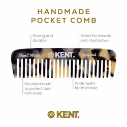 Kent 93TW Mini Beard & Mustache Comb - Wide Tooth Travel Comb for Facial Hair Detangling
