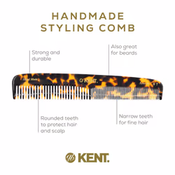 Kent 9T Fine Tooth and Wide Tooth Comb Detangler Hair Combs - Large Handmade and Saw-Cut Dressing Comb - Wet Hair Comb for Women  Durable Grooming Com