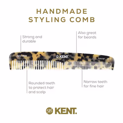 Kent 9T Fine Tooth and Wide Tooth Comb Detangler Hair Combs - Large Handmade and Saw-Cut Dressing Comb - Wet Hair Comb for Women  Durable Grooming Com