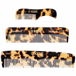 Kent Handmade Beard Grooming Kit - Pocket Comb Set for Men's Mustache and Beard Care Mini Combs for Travel and Home Use