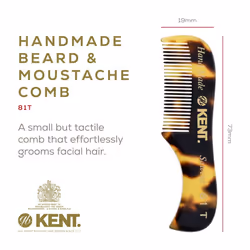 Kent Handmade Beard Grooming Kit - Pocket Comb Set for Men's Mustache and Beard Care  Mini Combs for Travel and Home Use