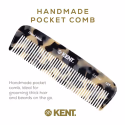 Kent 12T TW Wide Tooth Detangling Comb - Handmade Pocket Comb for Thick  Curly  and Wavy Hair Grooming - Large Tooth Detangler for Hair  Beard  and Mu