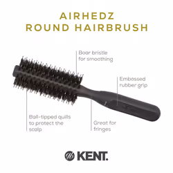 Kent AH16G AirHez Boar Bristle Round Brush for Blow Drying  Blow Dryer Brush Hair Brush for Curling  Adding Volume  and Root Lift in Short Hair  Boar