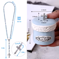 Grandeco My First Rosary Cross for Boy Keepsake Box and Rosary Gifting Set  Blue