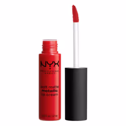 NYX PROFESSIONAL MAKEUP Soft Matte Metallic Lip Cream Liquid Lipstick - Monte Carlo (Deep Cranberry Red)