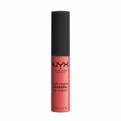 NYX PROFESSIONAL MAKEUP Soft Matte Metallic Lip Cream  Liquid Lipstick - Manila (Coral With Pink Undertone)