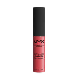 NYX PROFESSIONAL MAKEUP Soft Matte Metallic Lip Cream  Liquid Lipstick - Manila (Coral With Pink Undertone)