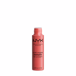 NYX PROFESSIONAL MAKEUP Soft Matte Metallic Lip Cream  Liquid Lipstick - Manila (Coral With Pink Undertone)