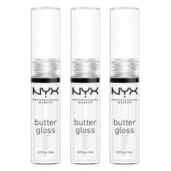 NYX PROFESSIONAL MAKEUP Butter Gloss  Non-Sticky Lip Gloss - Sugar Glass Clear  Pack Of 3