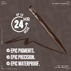NYX PROFESSIONAL MAKEUP Epic Ink Liner  Waterproof Liquid Eyeliner with Vegan Formula - Dark Chocolate (Dark Brown Matte)