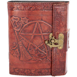 Nemesis Now Pentagram Embossed Leather Journal With Lock 20cm Brown