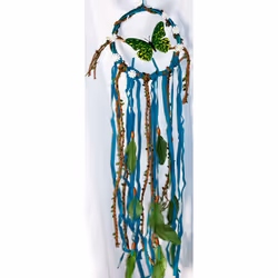 XL Green Butterfly Blue Ribbon 91cm Hanging Dreamcatcher Mobile Decoration