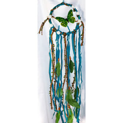 XL Green Butterfly Blue Ribbon 91cm Hanging Dreamcatcher Mobile Decoration