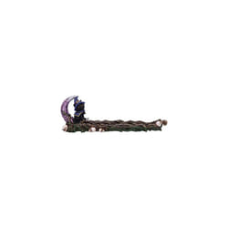 Grimalkin Witches Familiar Black Cat and Crescent Moon Incense Burner,29cm