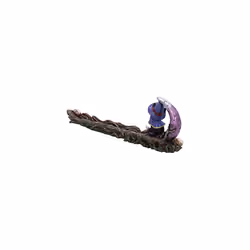 Grimalkin Witches Familiar Black Cat and Crescent Moon Incense Burner,29cm