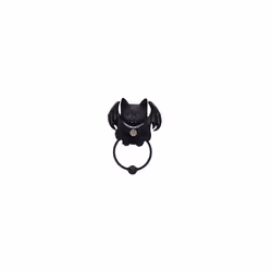 Vampuss Cat Door Knocker 20cm, Resin, Black, Black Bat Cat Door Knocker, Vampuss Vampire Cat, Witch Gift, Halloween Decoratio ...