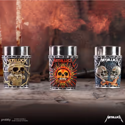 Metallica Shot Glasses Set 3 Nemesis Now Tequila Vodka Shots Box 8.5cm