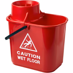 2WORK Plastic Mop Bucket with Wringer, Red, 15 L