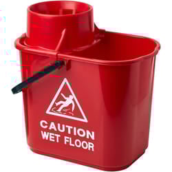 2WORK Plastic Mop Bucket with Wringer, Red, 15 L