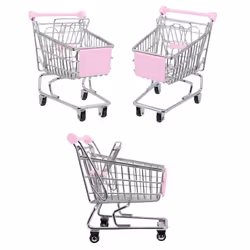 Childrens Mini Shopping Trolley Metal Kids - Light Pink