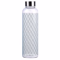 Glass Water Bottle Sports Gym Drinking Outdoor - Green Leaf
