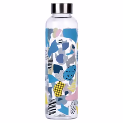 Glass Water Bottle Sports Gym Drinking Outdoor - Colourful Abstract