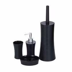 4 Piece Bathroom Accessory Set Soap Dish - Black