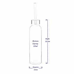 Glass Water Bottle 500ml Sports Gym Travel Drinks - Pink - Water