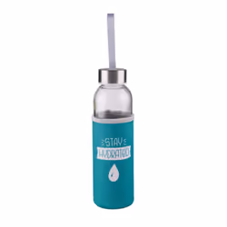 Glass Water Bottle 500ml Sports Gym Travel Drinks - Green - Stay Hydrated