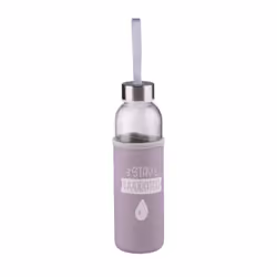 Glass Water Bottle 500ml Sports Gym Travel Drinks - Grey - Stay Hydrated