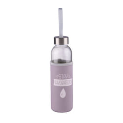 Glass Water Bottle 500ml Sports Gym Travel Drinks - Grey - Stay Hydrated